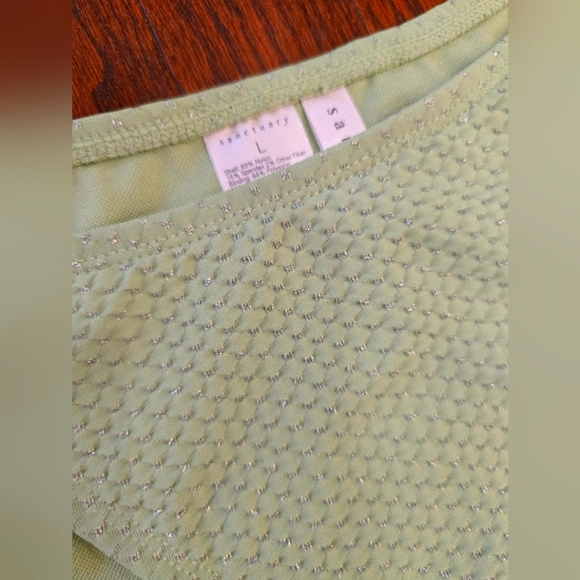 SANCTUARY SWIM Light Pastel Green Bikini Set Silver Sparkle Size L - Picture 5 of 7
